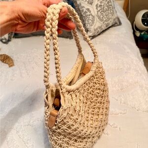 Elegant Cream Woven Tote Bag